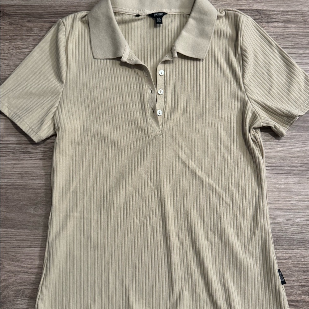 Buffalo David Bitton Beige Button Polo Shirt